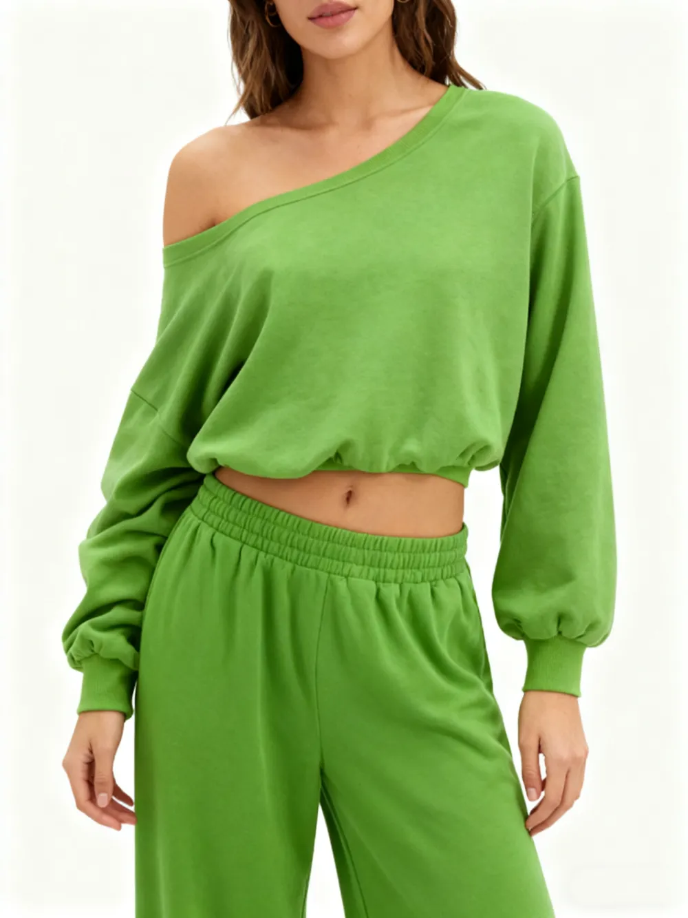 Women's Casual Drop Shoulder Top & Wide Leg Pants Set