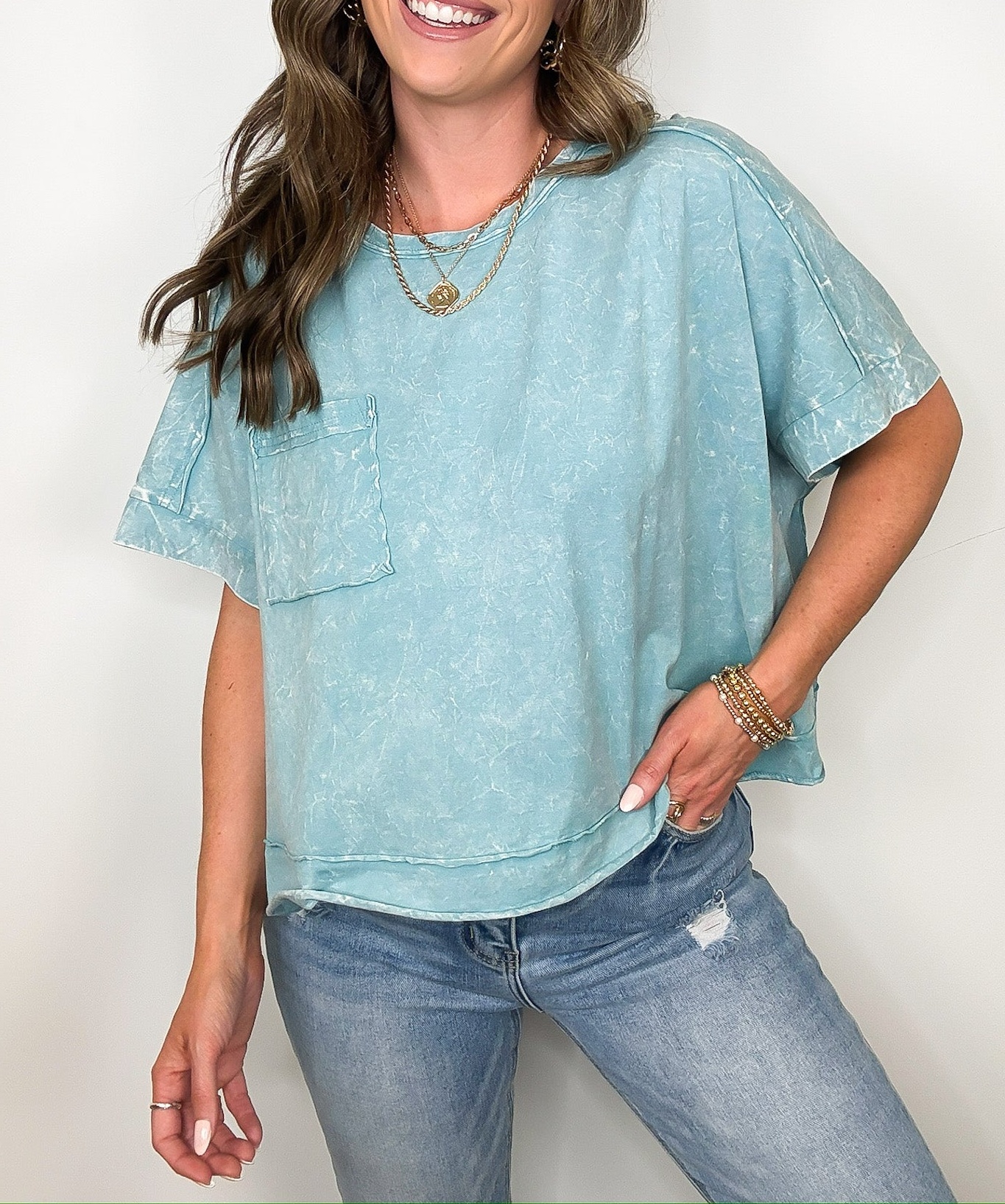 Vivid Aura Mineral Wash Oversized Tee