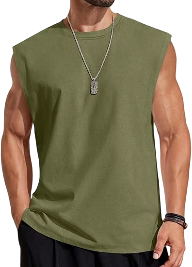 Men's Solid Color Round Neck Tank Top, Loose Casual Comfy Classic Crew Neck Sleeveless Top for Summer