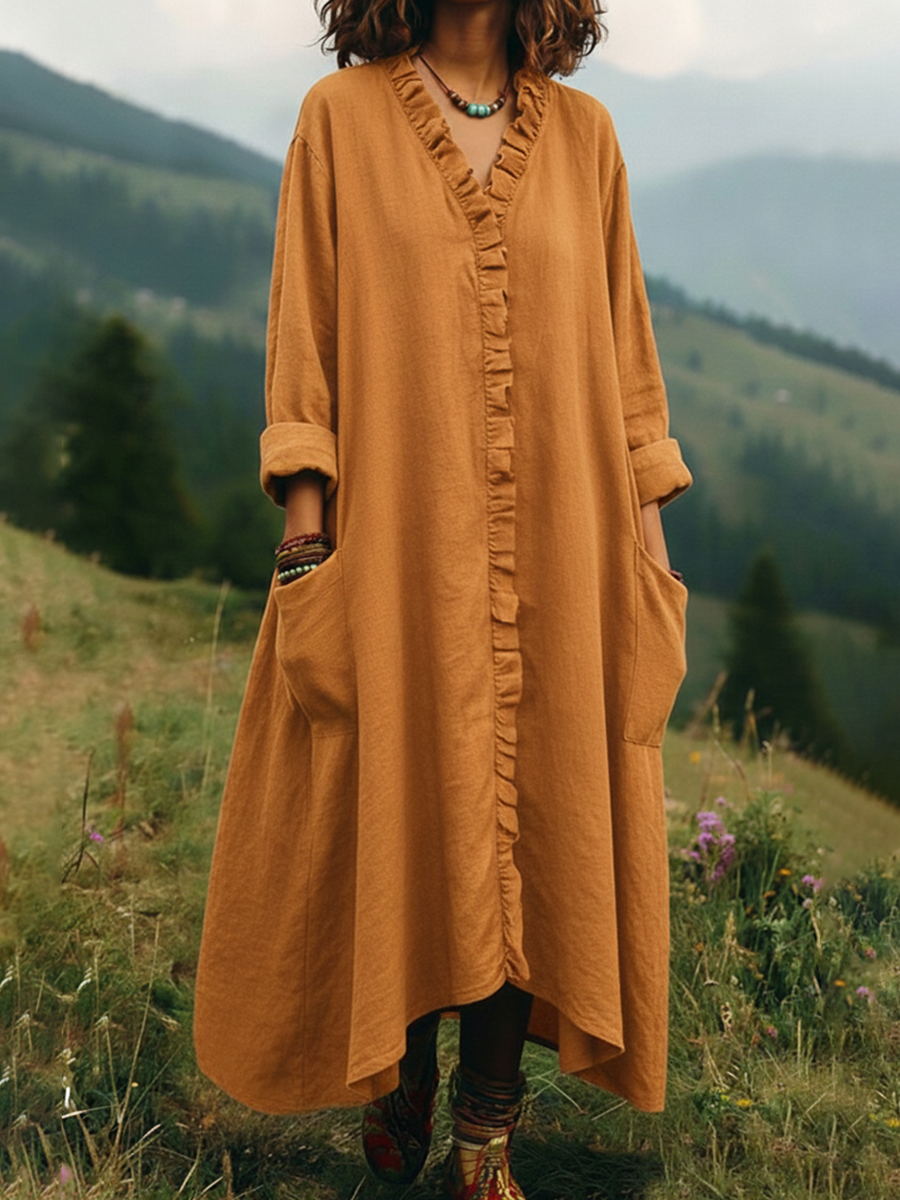 Vintage Lace V-neck Irregular Hem Dress