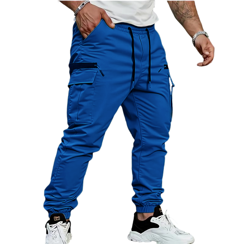 Men's work pants with tapered ankles and rolled hems - durable non-stretch casual outdoor pants