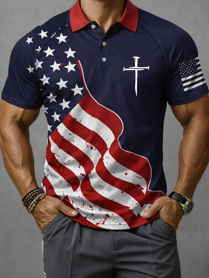 Men'S Casual 250Th Anniversary Celebration Of The Founding Of The United States Personalized Printed Polo Shirt