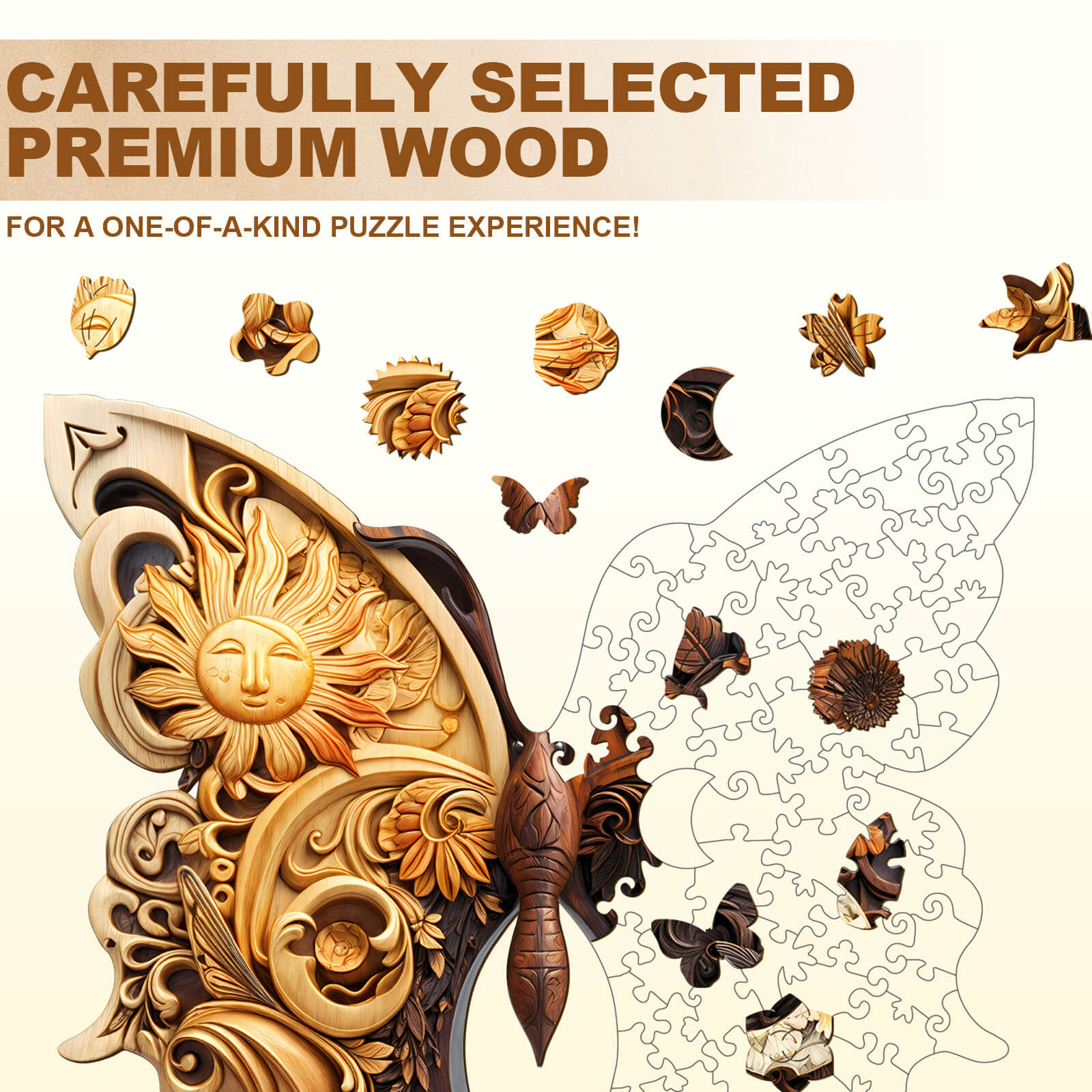 Yin Yang Butterfly Wooden Jigsaw Puzzle