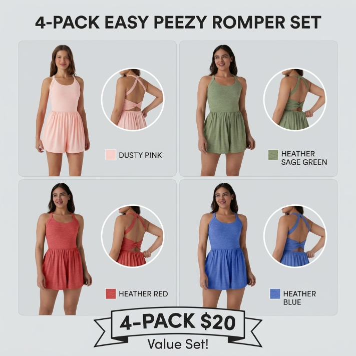 Women’s Backless Twisted 2-in-1 Resort Romper with Built-In Shorts & Pockets