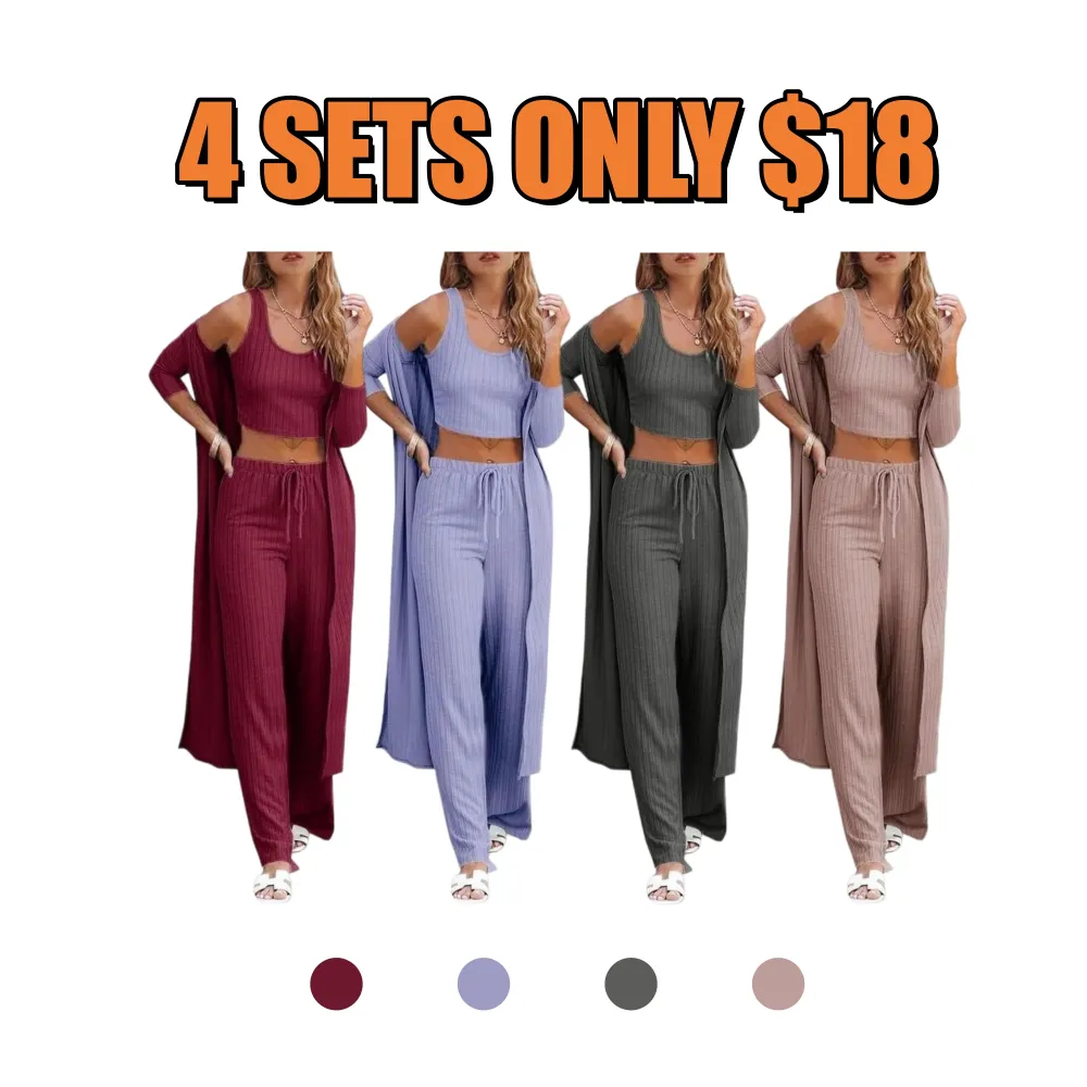Women’s 3-Piece Loungewear Set with Cardigan