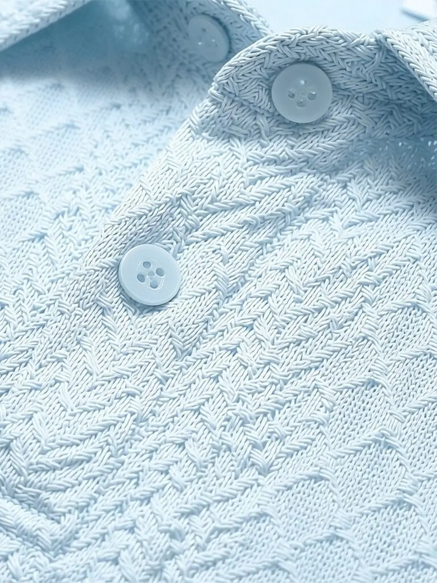 Men's summer casual texture fabric solid color polo shirt T-shirt shorts 2-piece set