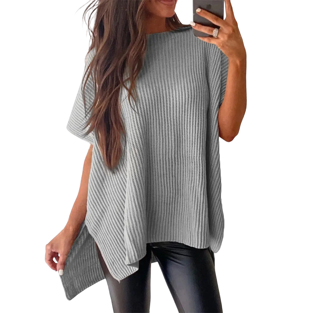 Women's Oversized Ribbed Short Sleeve Knit Top
