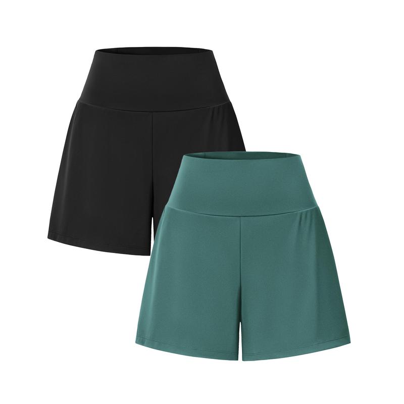 Women‘s High-Waisted  Yoga Shorts with Back & Side Pockets (can freely match 12-pack colors)