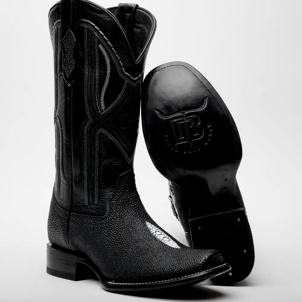 Black Stingray Leather Boots - Cutter Toe