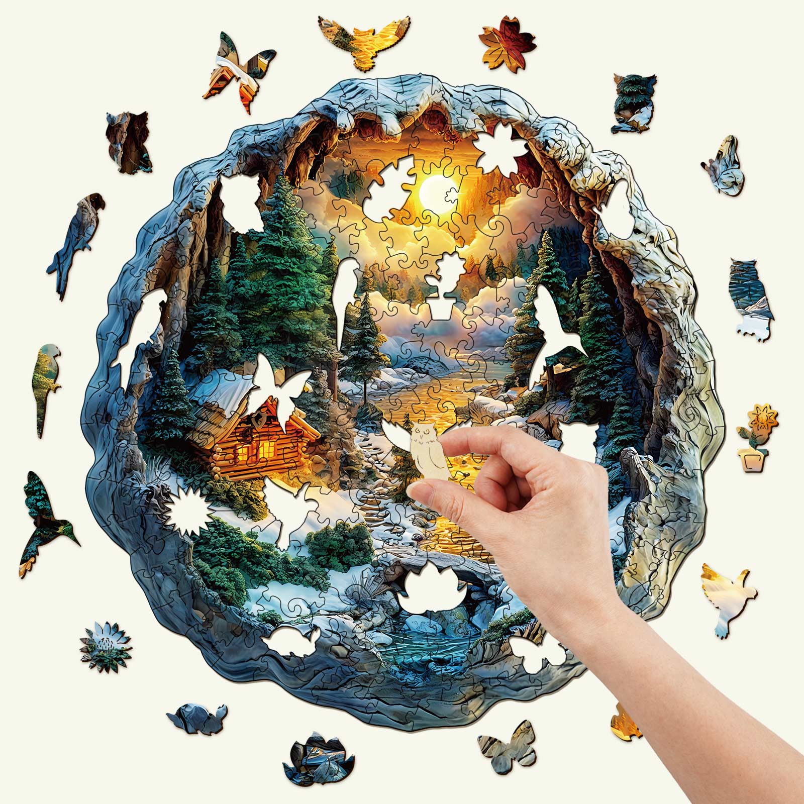 3D Winter Scene Wooden Jigsaw Puzzle