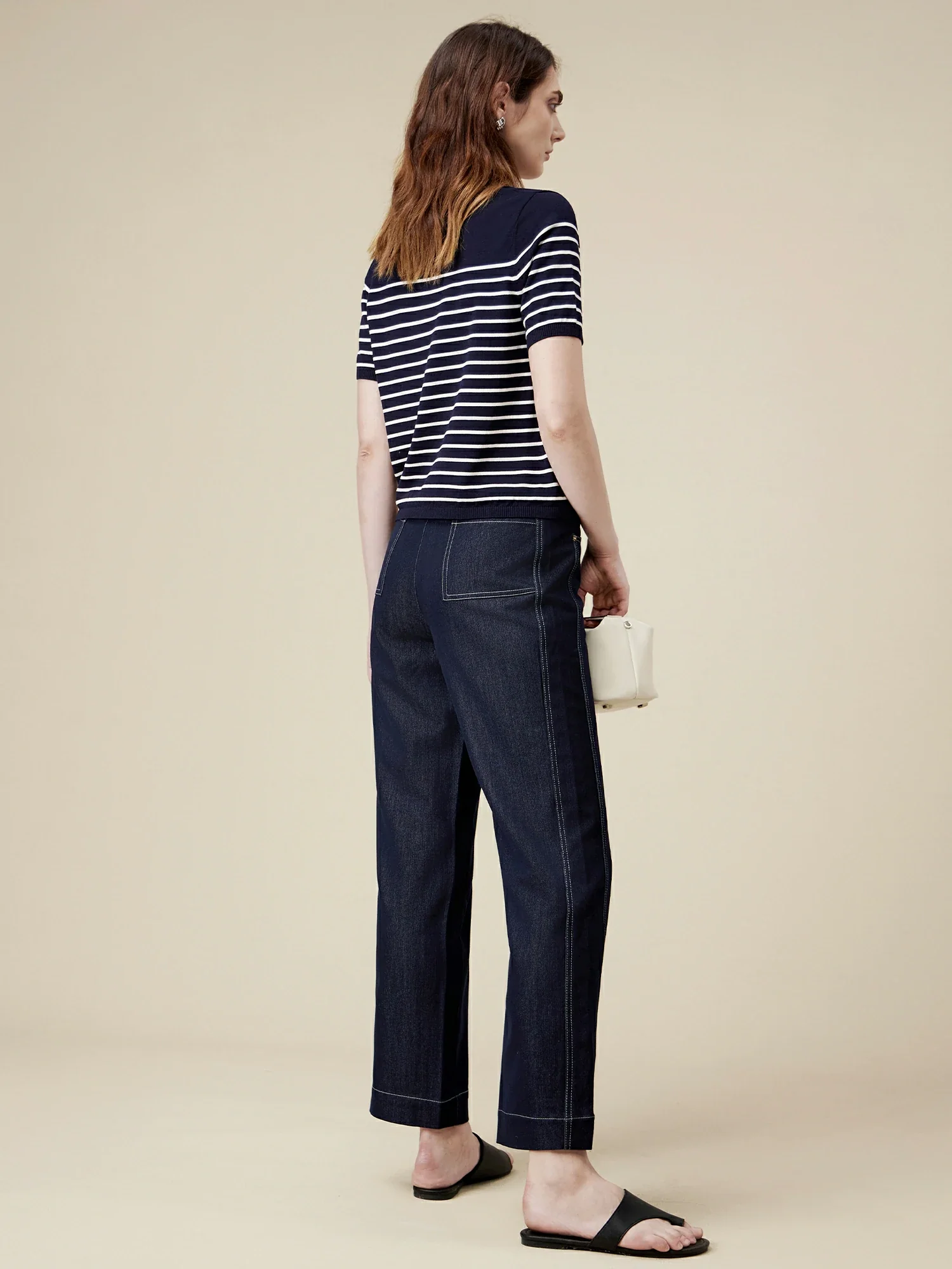 Lyocell Striped Patchwork Sweater Top