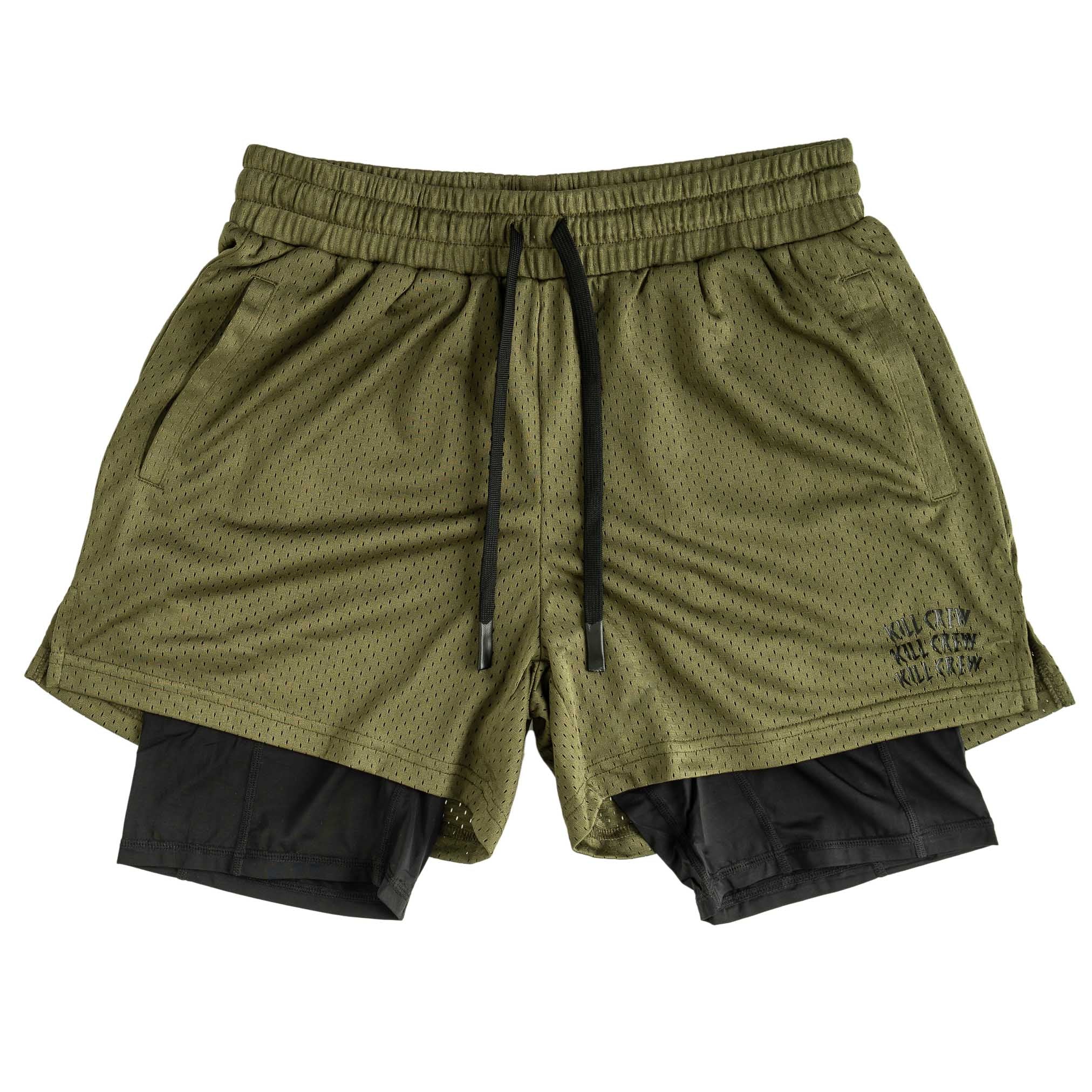TRAINING SHORT WITH LINER - OLIVE