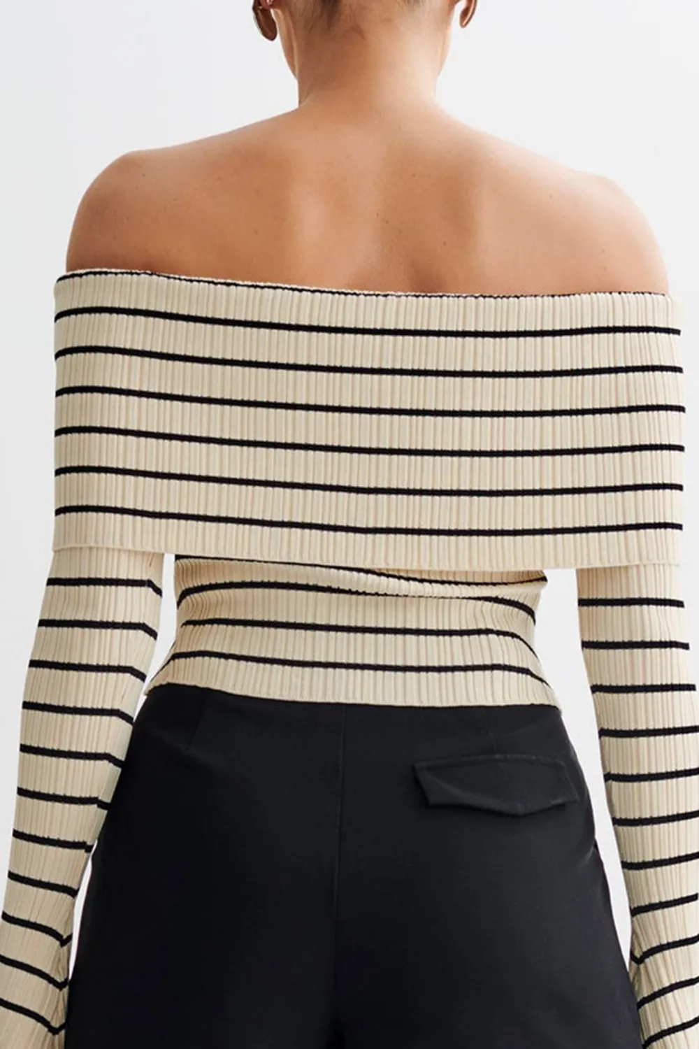 Striped Off Shoulder Knit Top