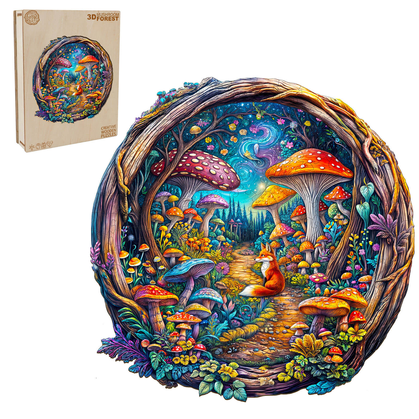 3D Mushroom Forest Wooden Jigsaw Puzzle