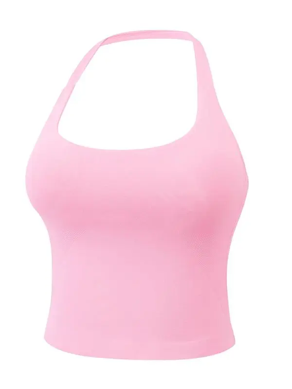 Women's Solid Removable Chest Pad Sports Tank Top