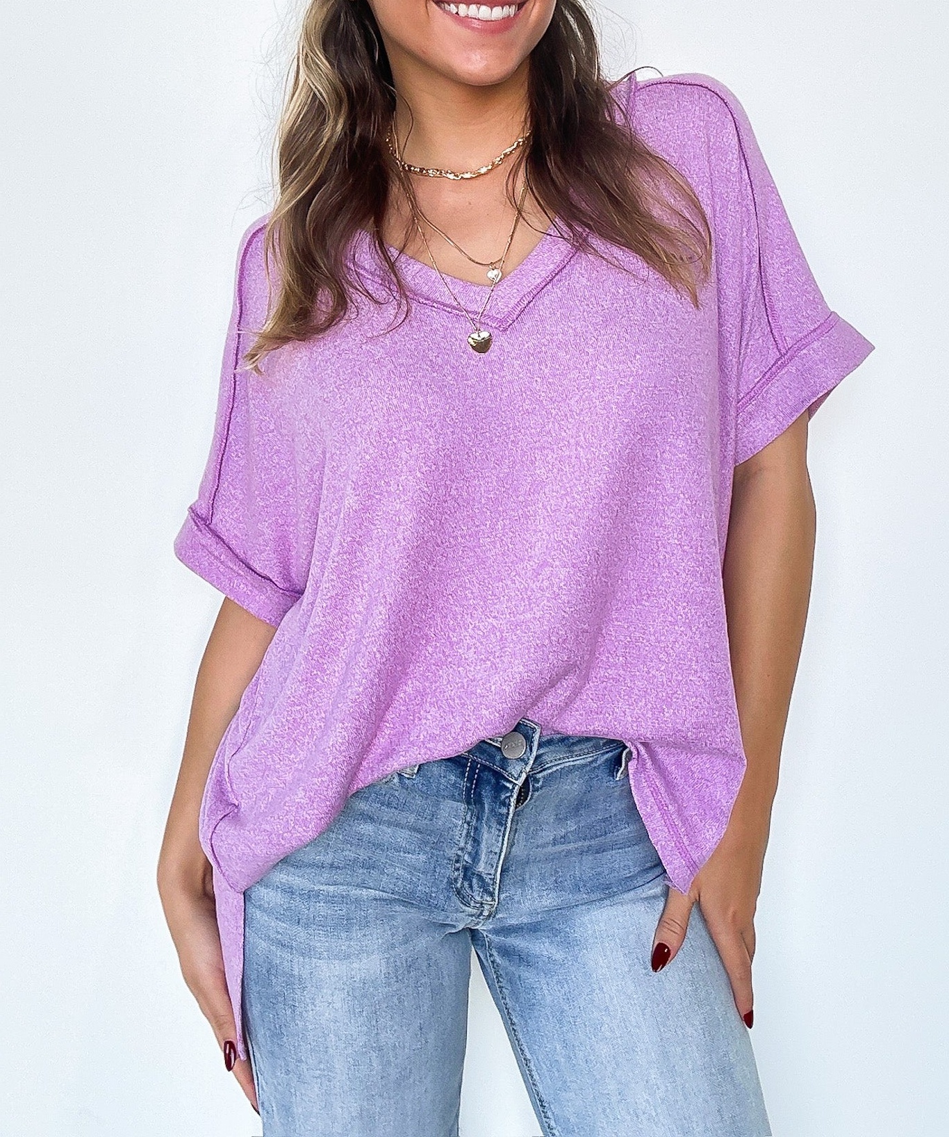 Sunday Morning V-Neck Hacci Knit Tee