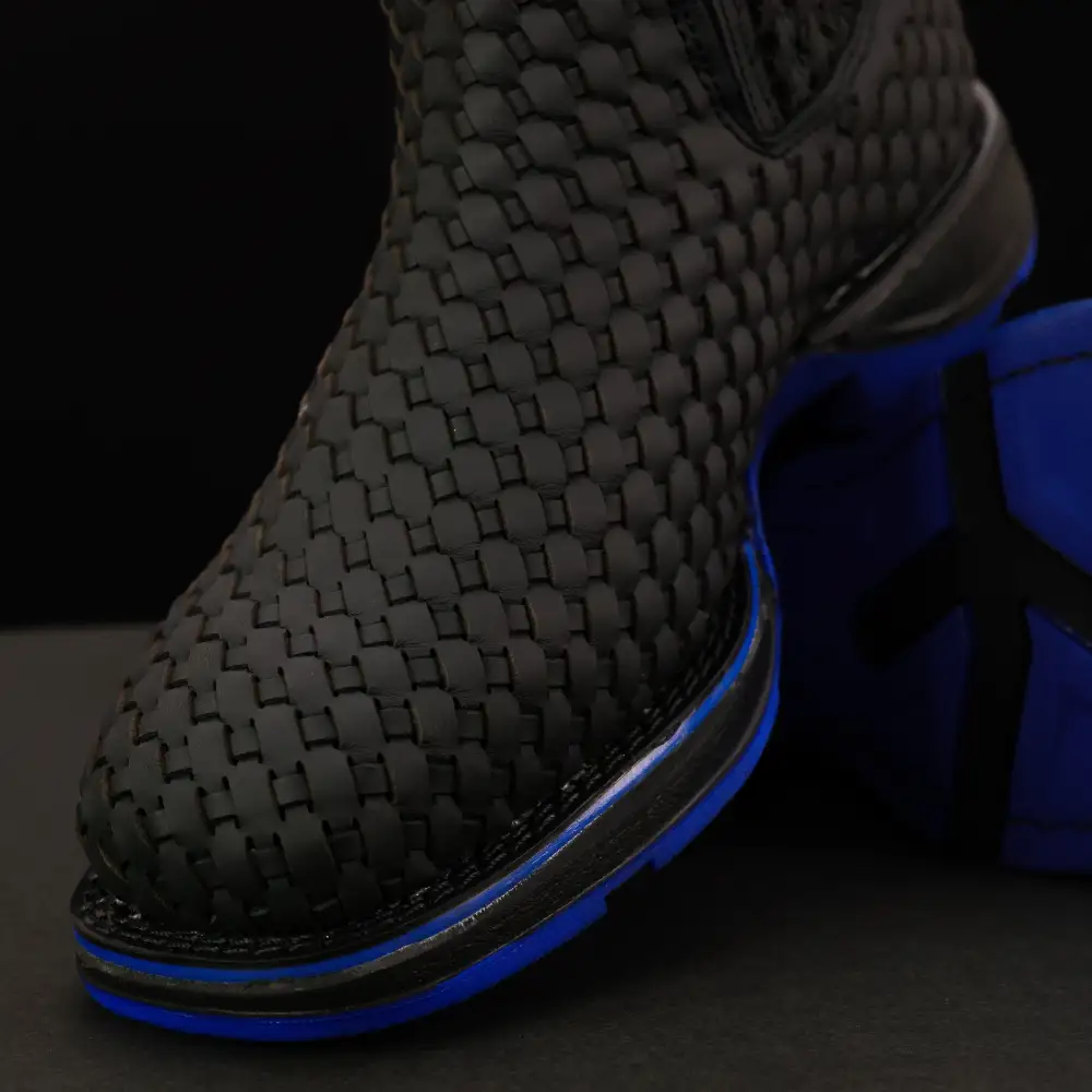 Black Basketweave Leather Botin With Lightweight Soles - Square Toe