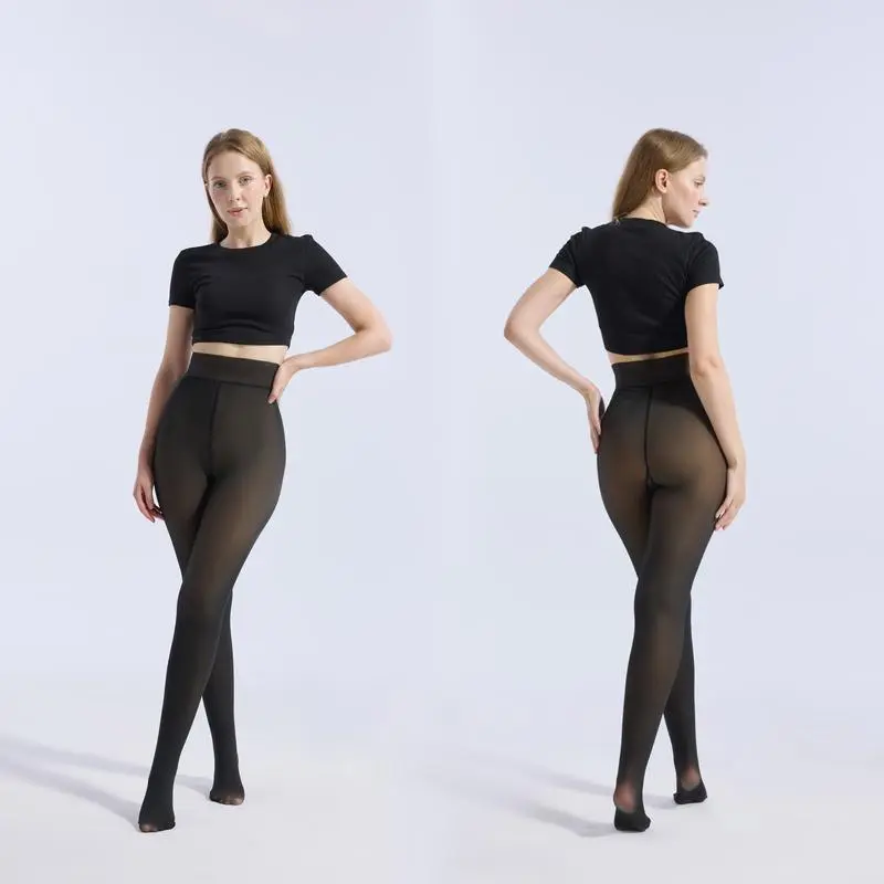 Fleece Lined Tights Sheer Women
