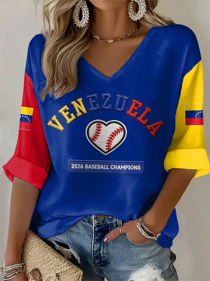 Women's 2026 Venezuela WBC Champion Celebration Printed Casual T-Shirt