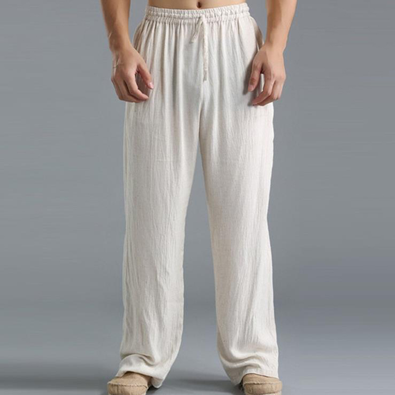 Men'S Vintage Drawstring Casual Cotton Linen Pants