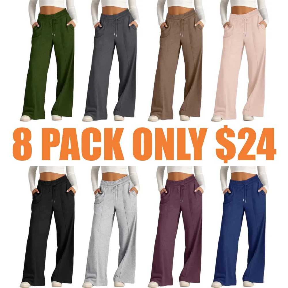 Wide Leg Sweatpants Women Drawstring High Waisted Joggers