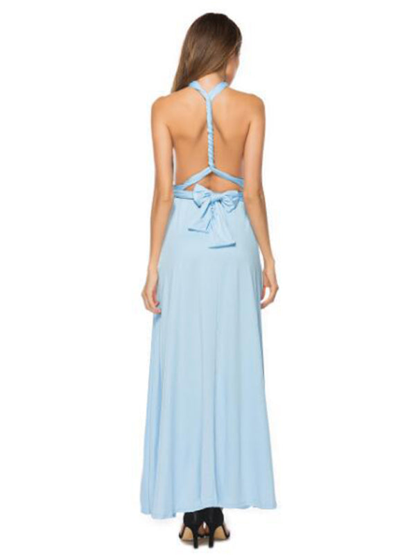 Multi-wear Fado rope cross backless sexy maxi bandage dress