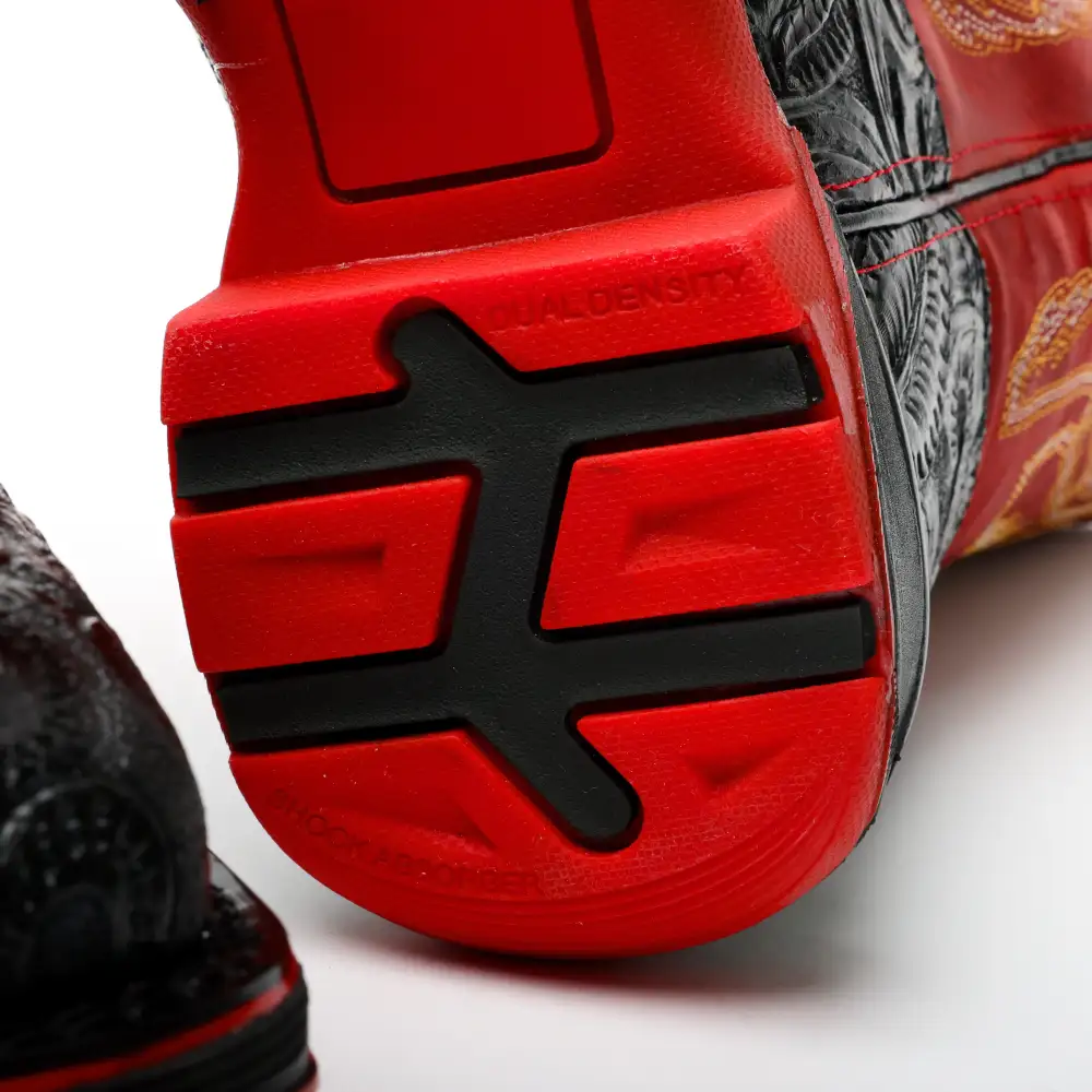 TBR Black Hand-Tooled Leather Boots With 3D Lightweight Sole - Composite Toe