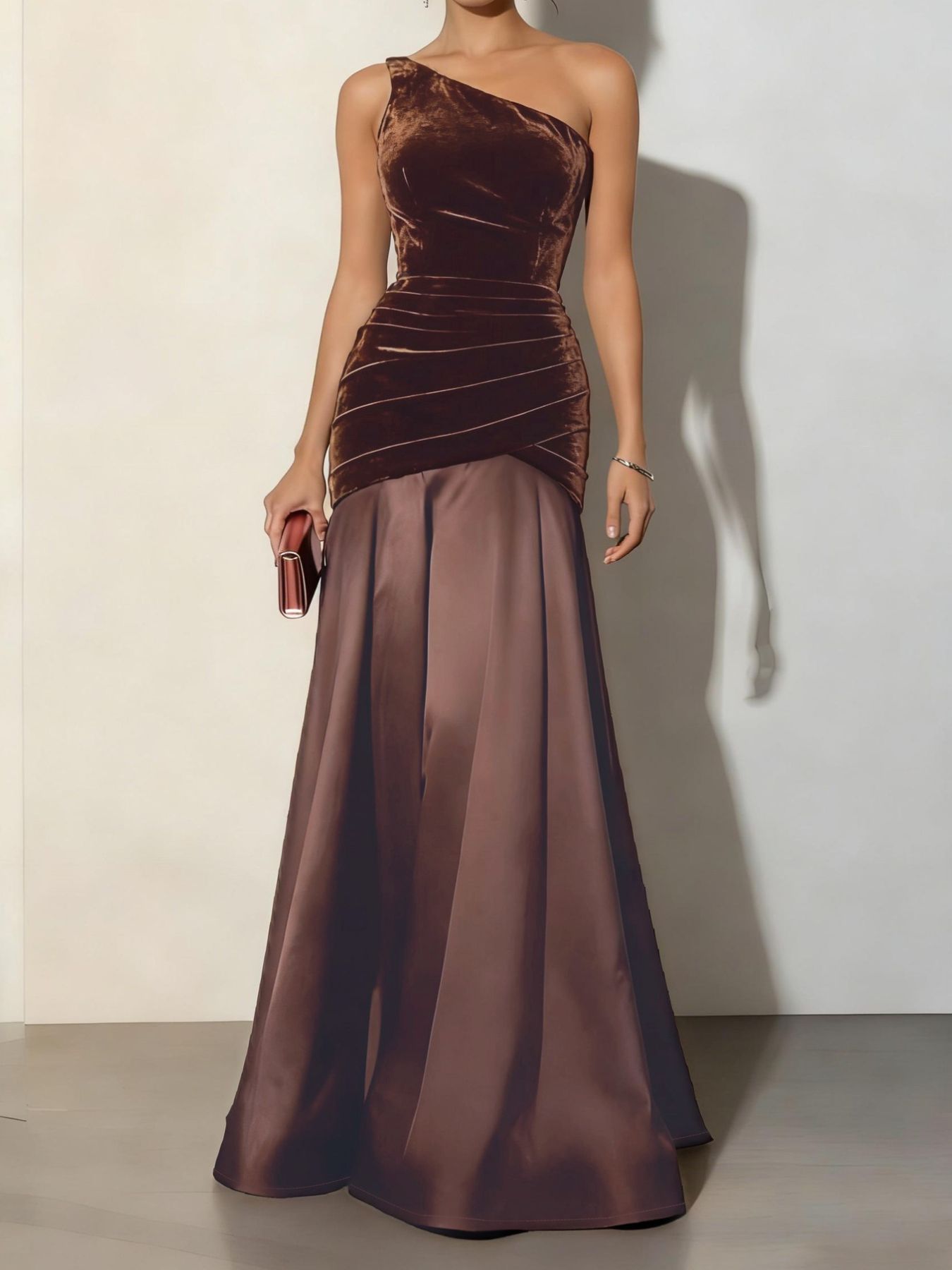 Velvet One-Shoulder Mermaid Maxi Dress