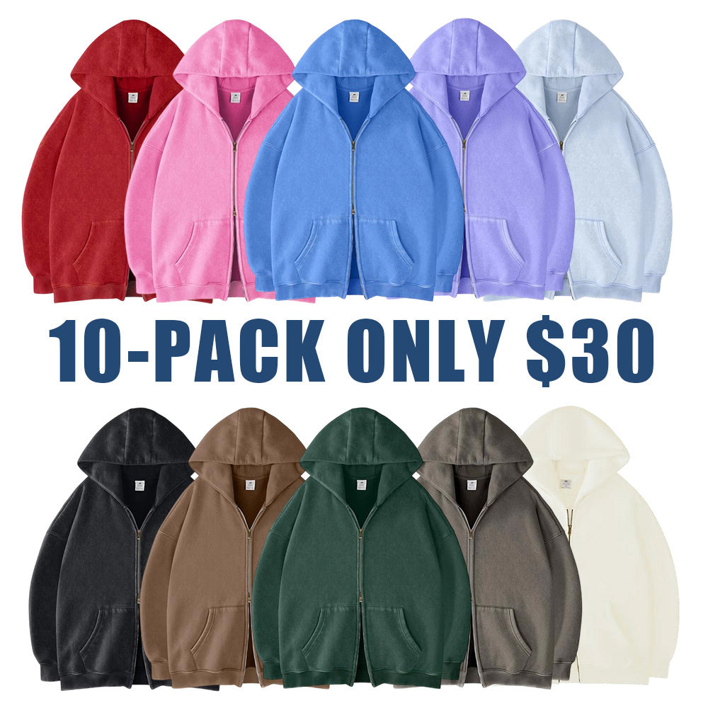 Unisex Oversized Acid Wash Zip Up Hoodie