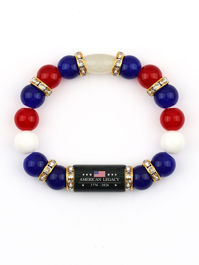 Unisex American Flag Bracelet, Jade Tube Drill Ring Bracelet, 250Th Anniversary Bracelet In The United States