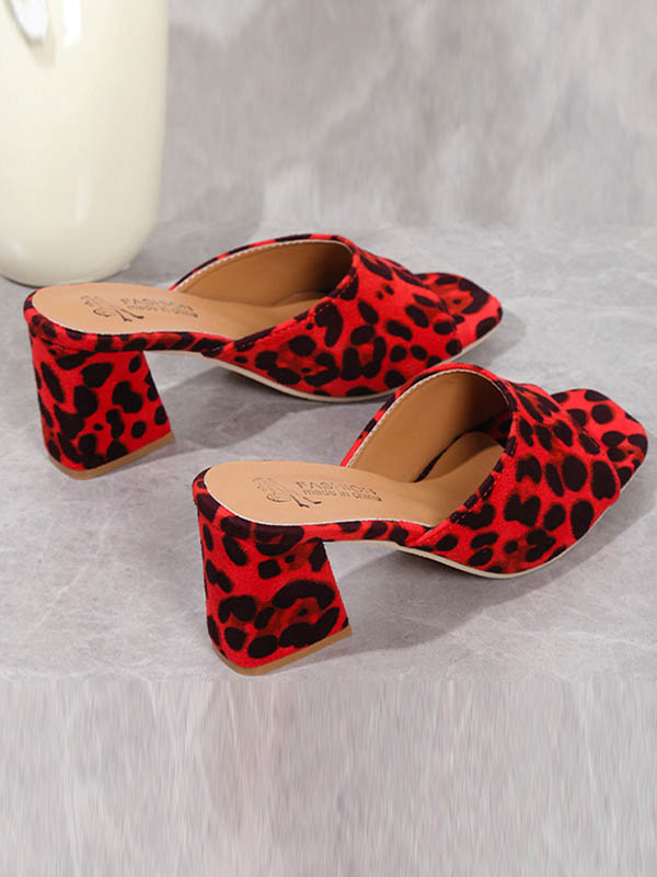Leopard Open Toe Slippers Pumps Sandals
