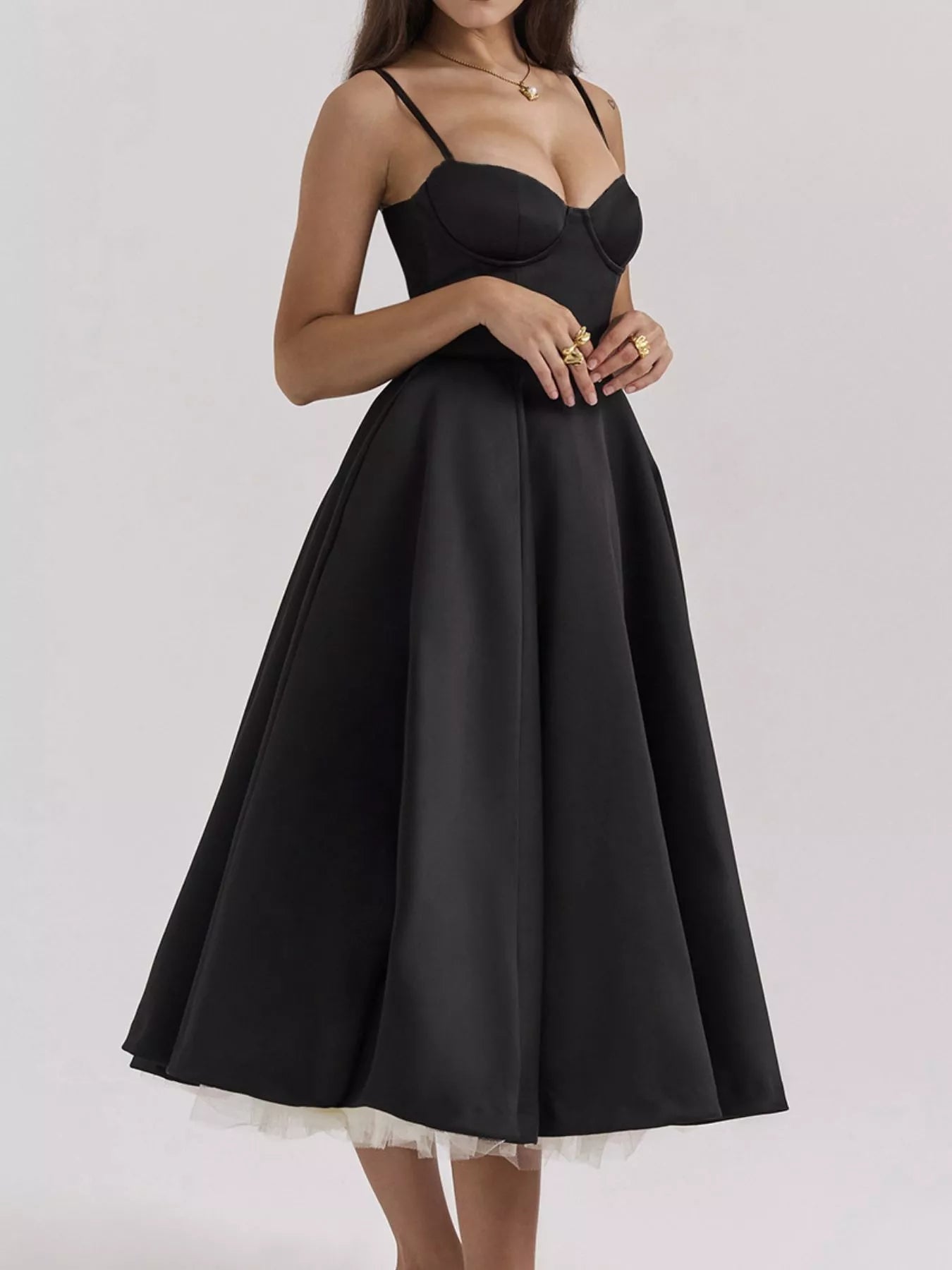 Sweetheart Neck A-Line Midi Dress
