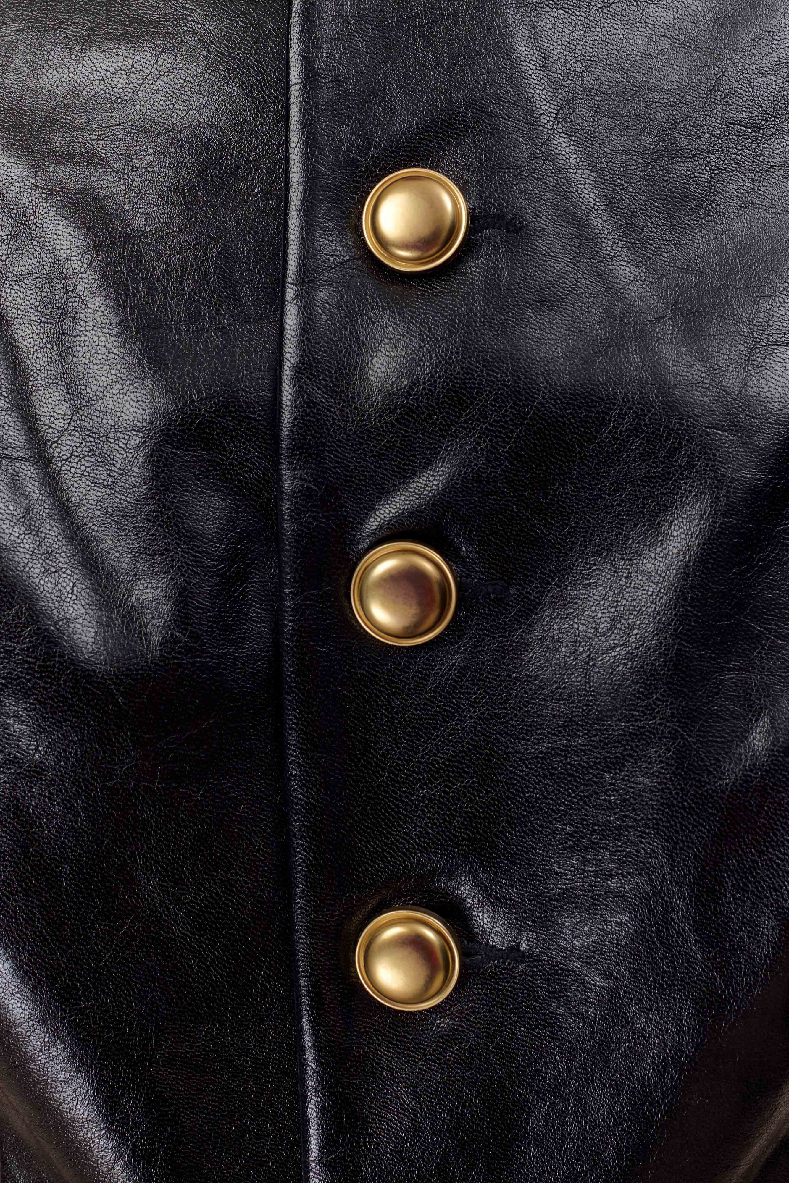 Black Faux Leather Sleeveless Vest