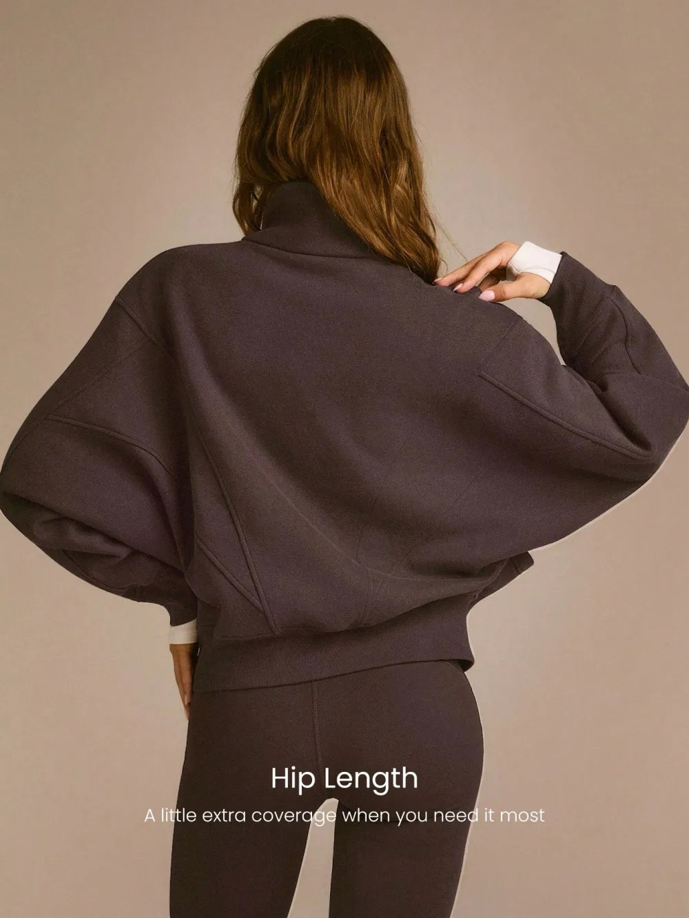 Everyday Fleece WarmthSoft Warm Lightweight Front Back Seam Detailing Pockets Batwing Sleeve High Neckline Full-Zip Jacket