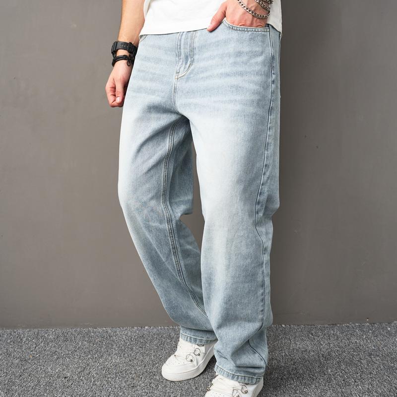 Men’s Loose Fit Cargo Denim Pants — Relaxed Streetwear Style
