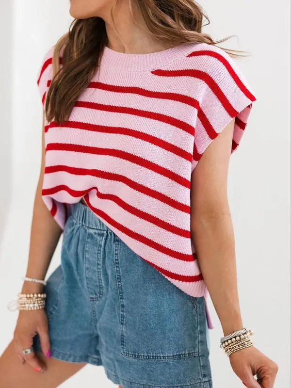 ​​Women's Striped Crew Neck Pullover (Just $3 Each!)