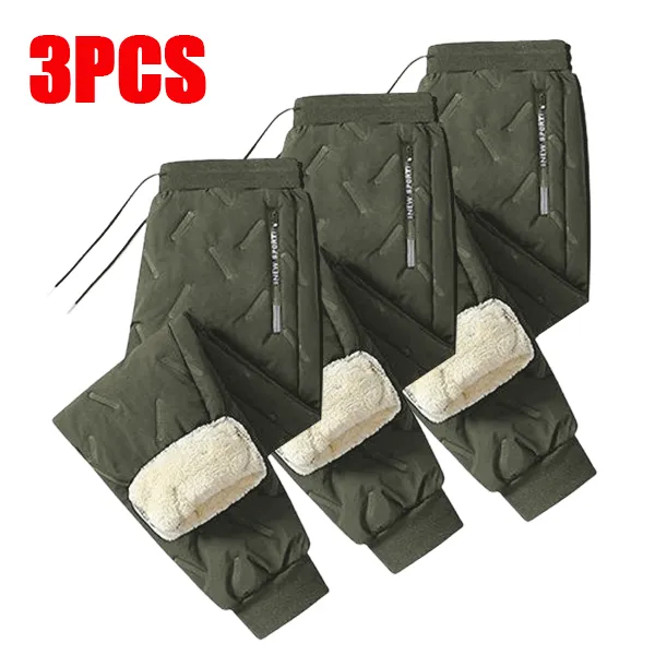 Men's 3-Pack Fleece-Lined Snow Pants - Fleece Lining, Drawstring Waistband, Ideal for Winter Sports & Casual Wear