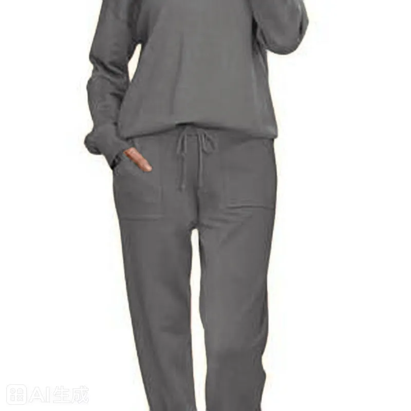 Women’s Knit Loungewear Set – Long Sleeve Top & Jogger Pants