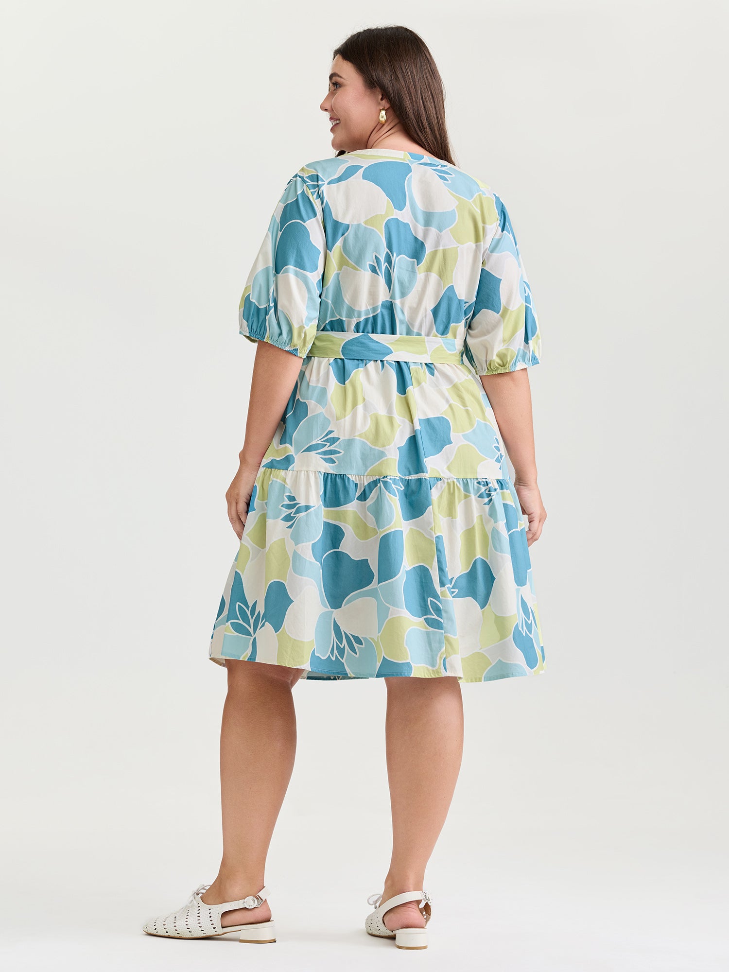 Pure Cotton Abstract Print Twisted Mini Dress