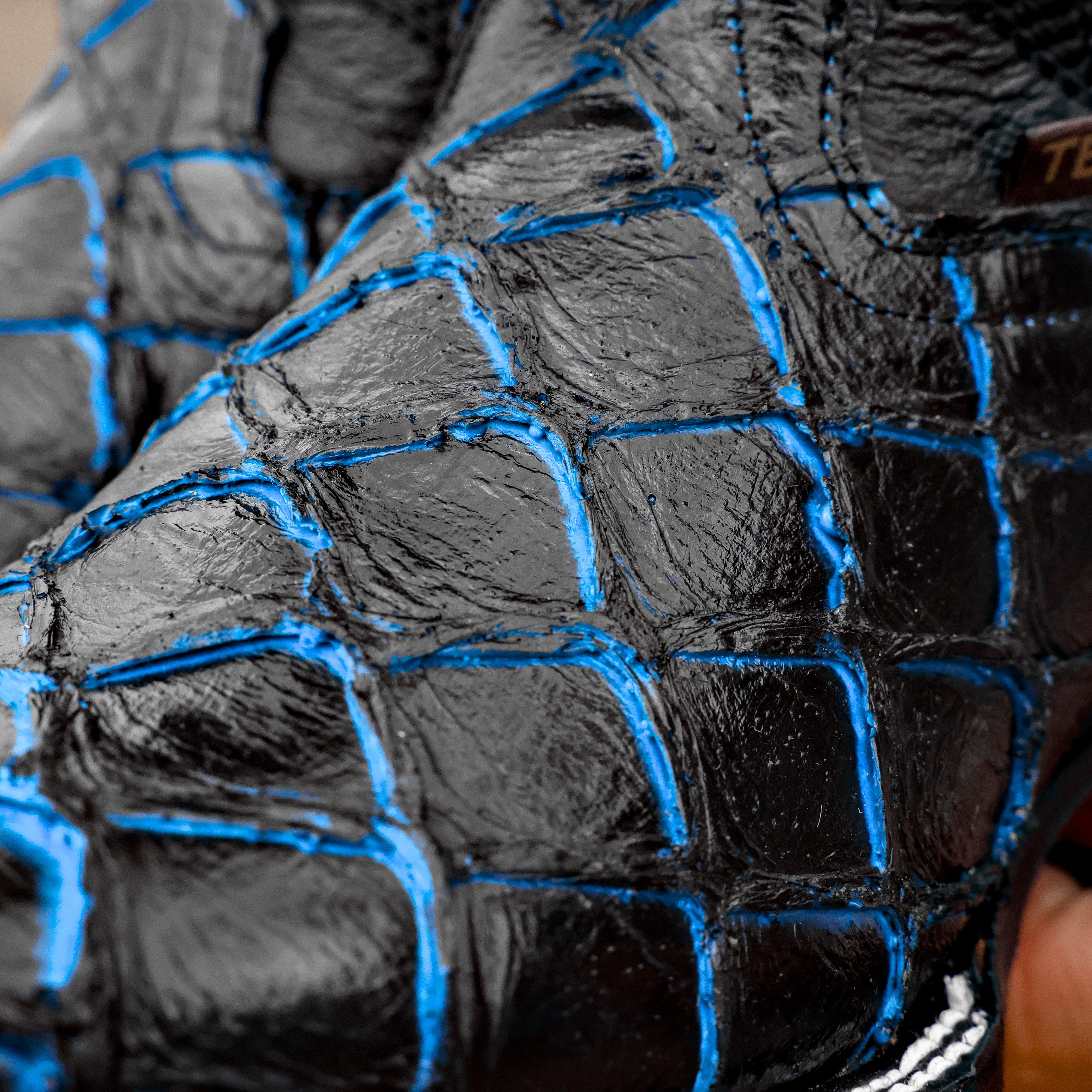 Midnight Blue Pirarucu Leather Boots - Square Toe