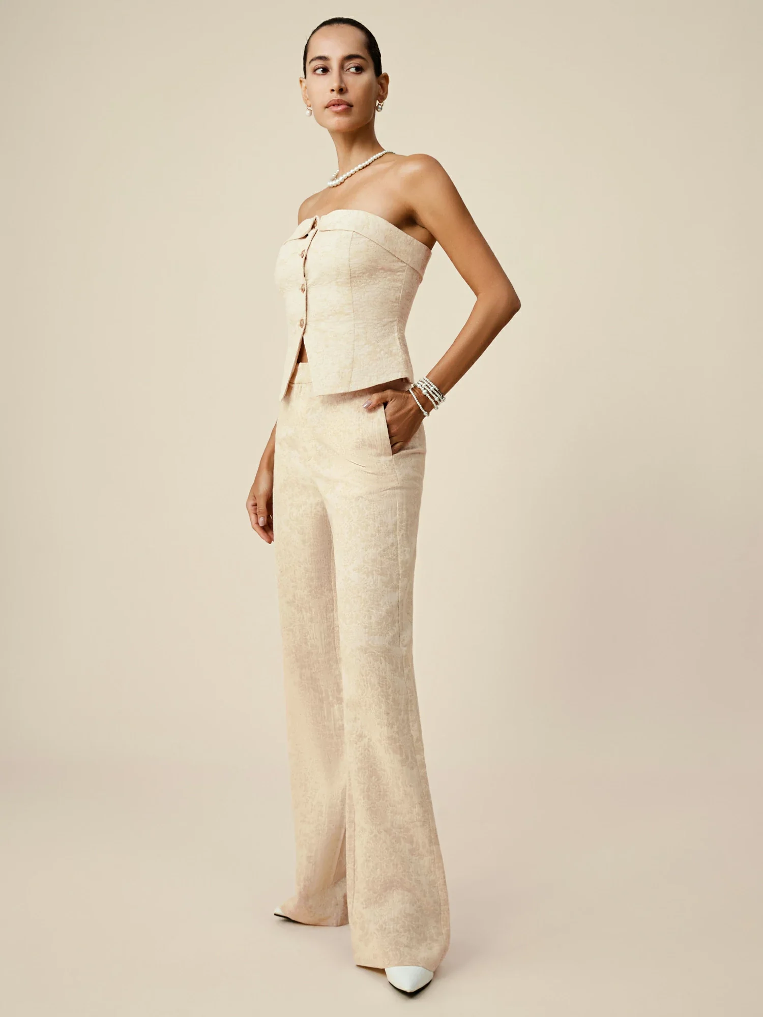 Cotton & Linen Jacquard Suit Pants