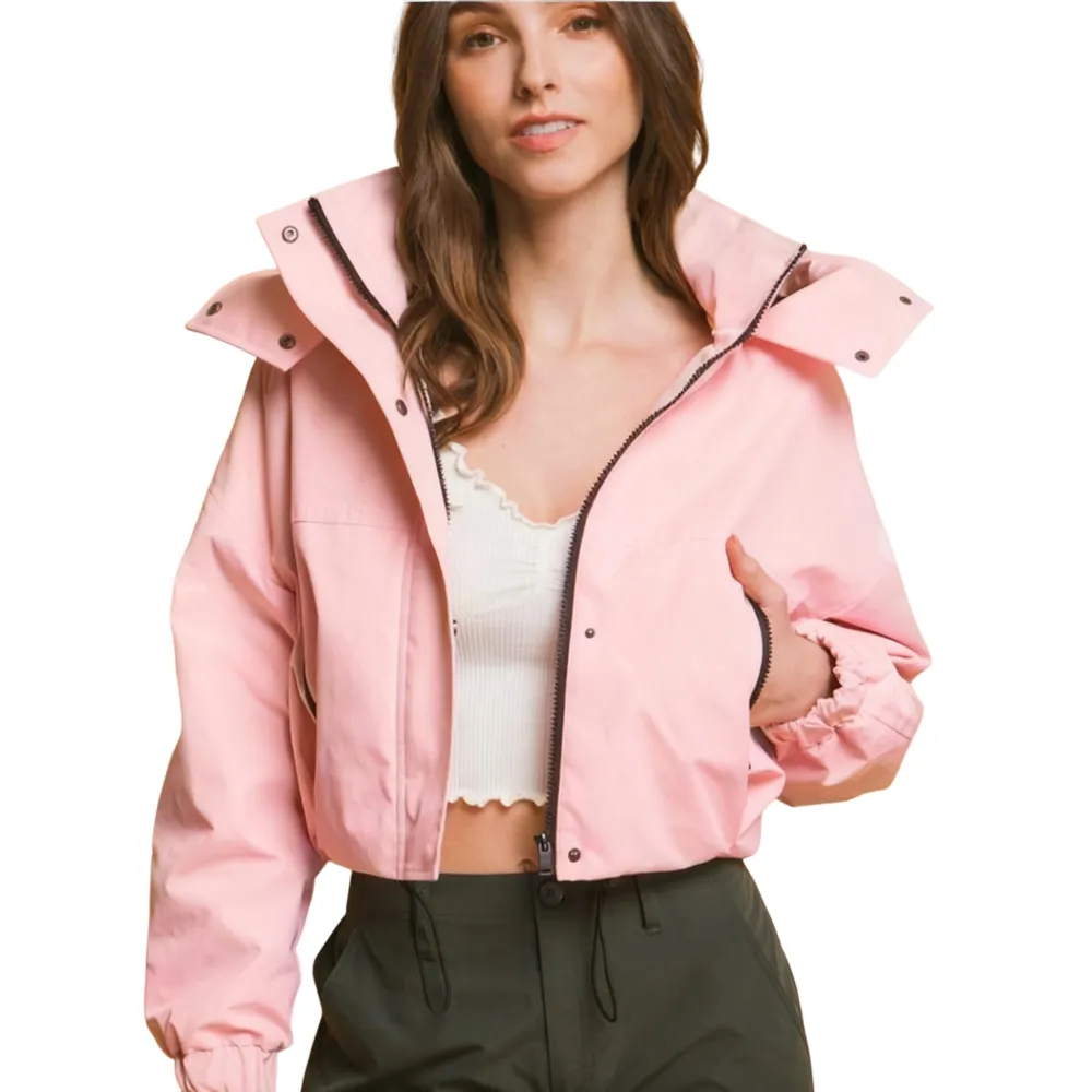 Women's Cropped Hooded Cargo Jacket