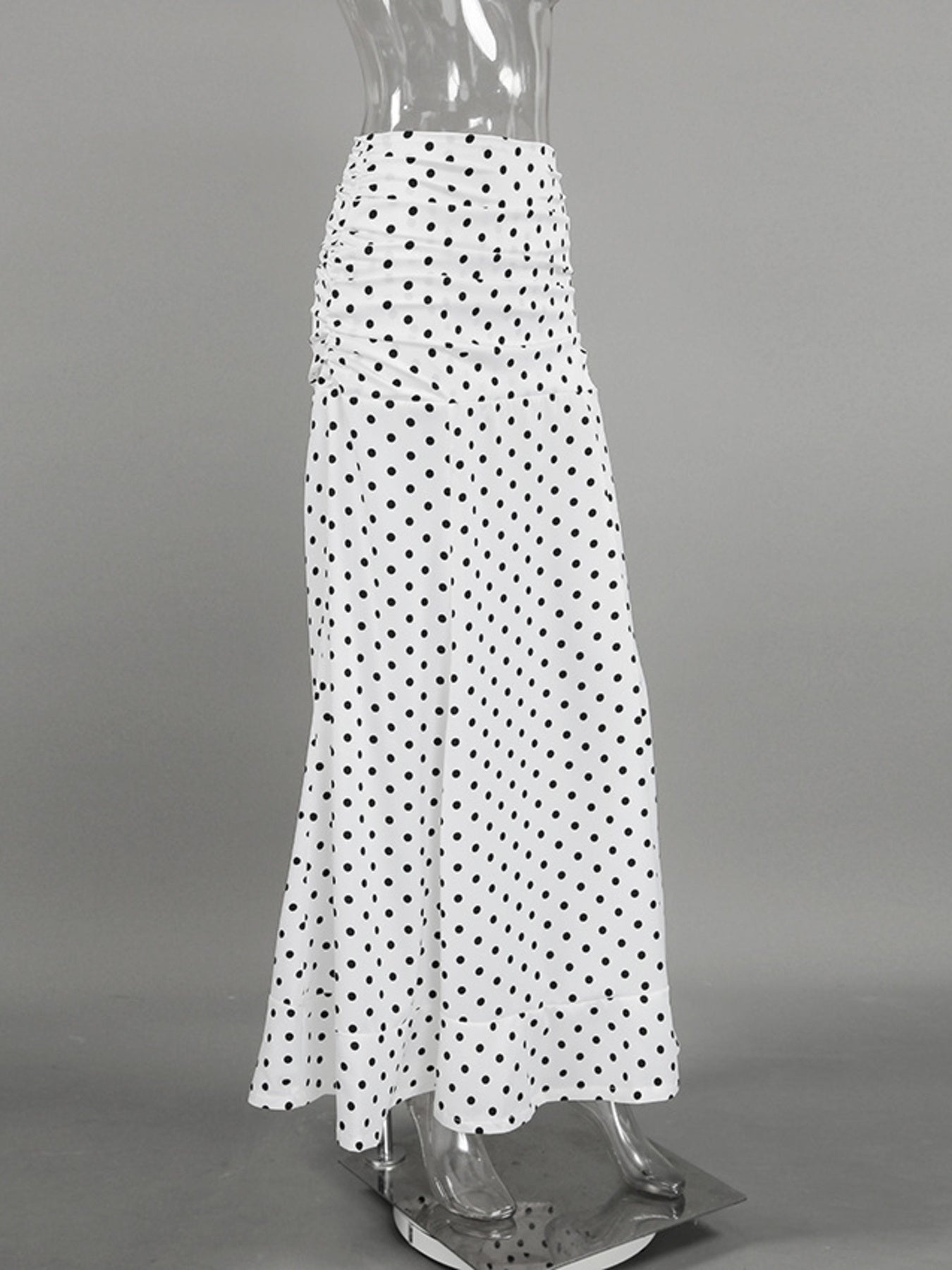 Polka Dot Ruffle Hem Maxi Skirt