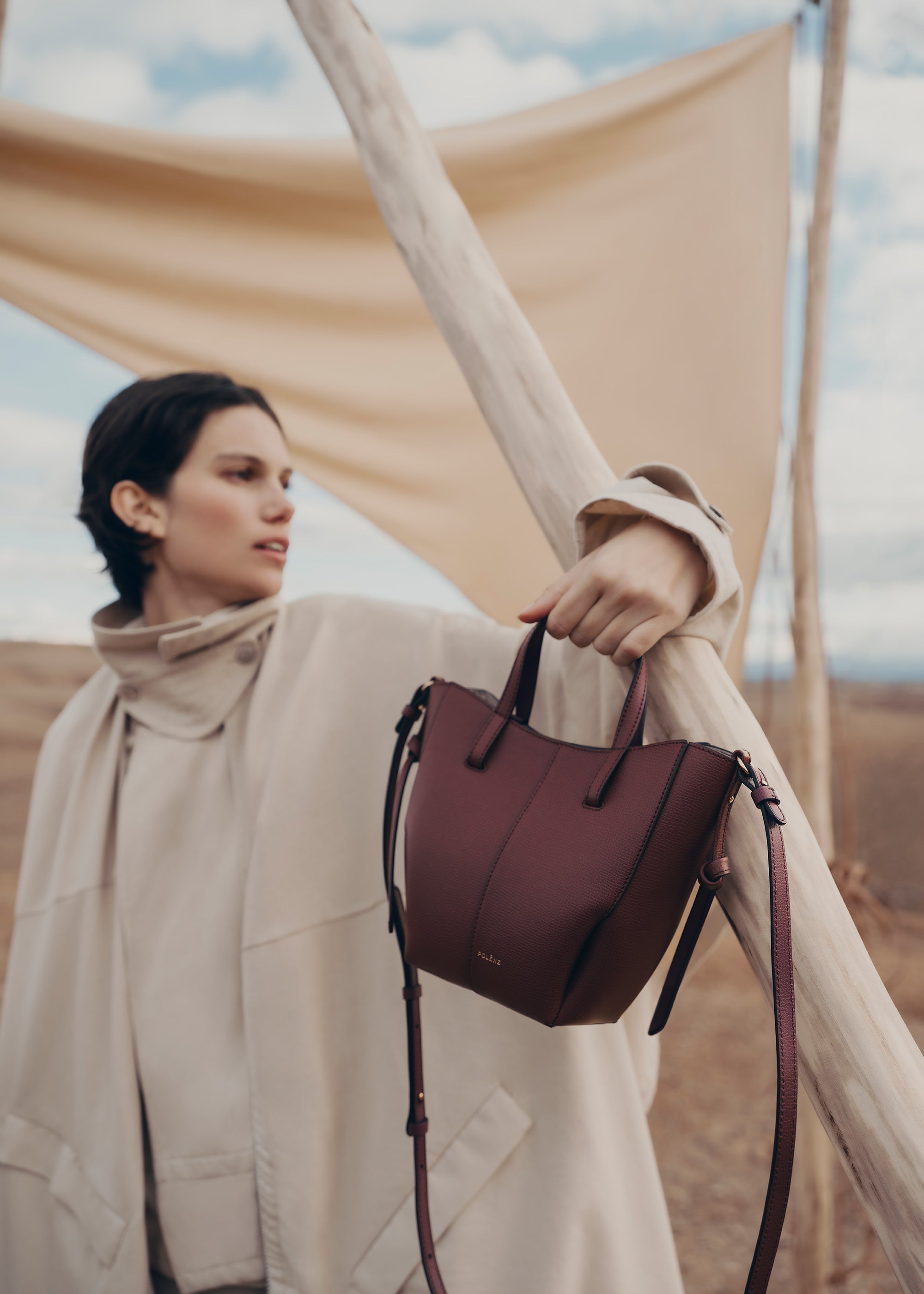 Cyme Tote Nano - Textured Black Cherry Clearance sale