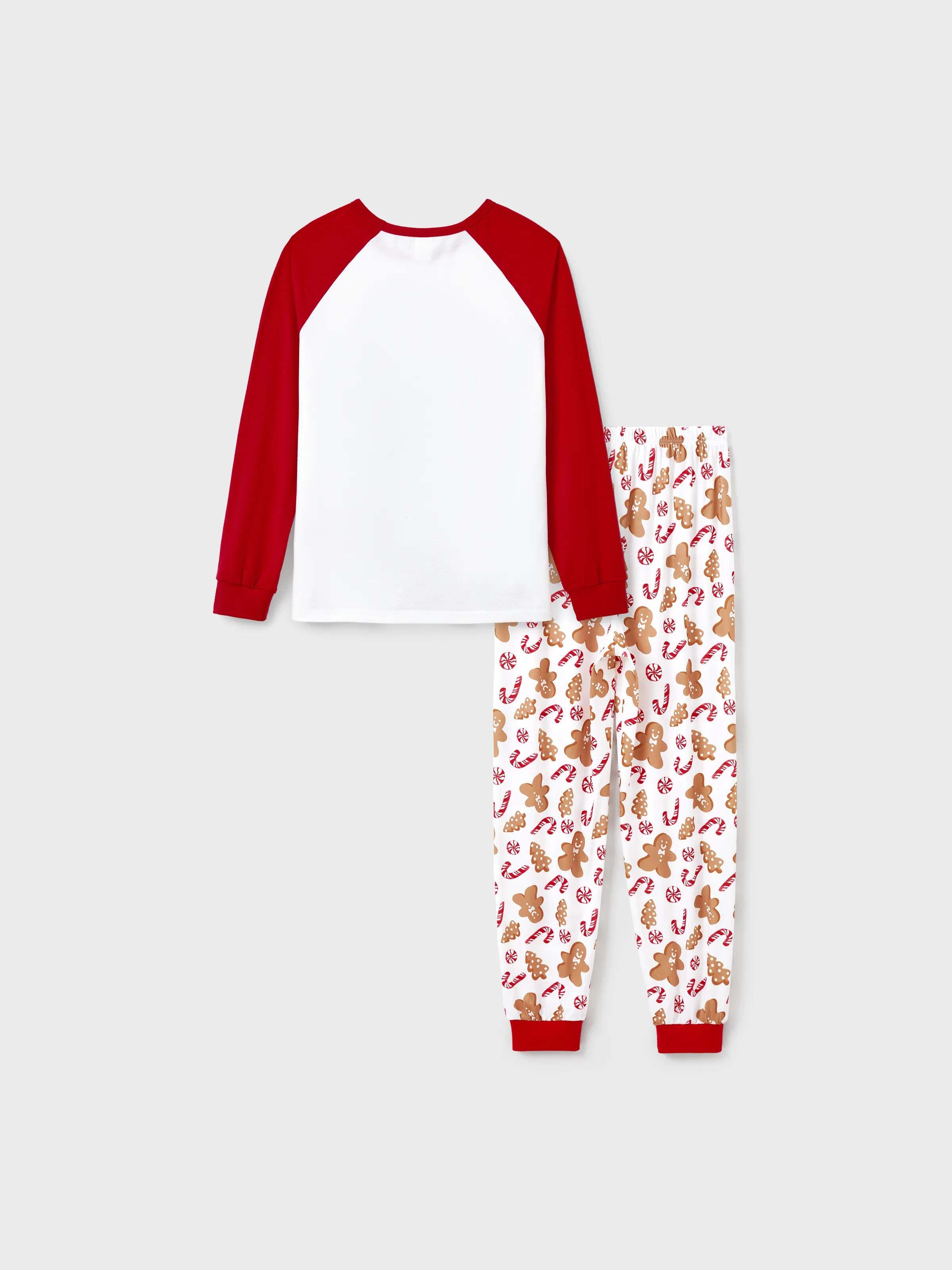 Christmas Matching Family Pajamas Set Gingerbread and Candy Cane Print PJS with Christmas Socks Red