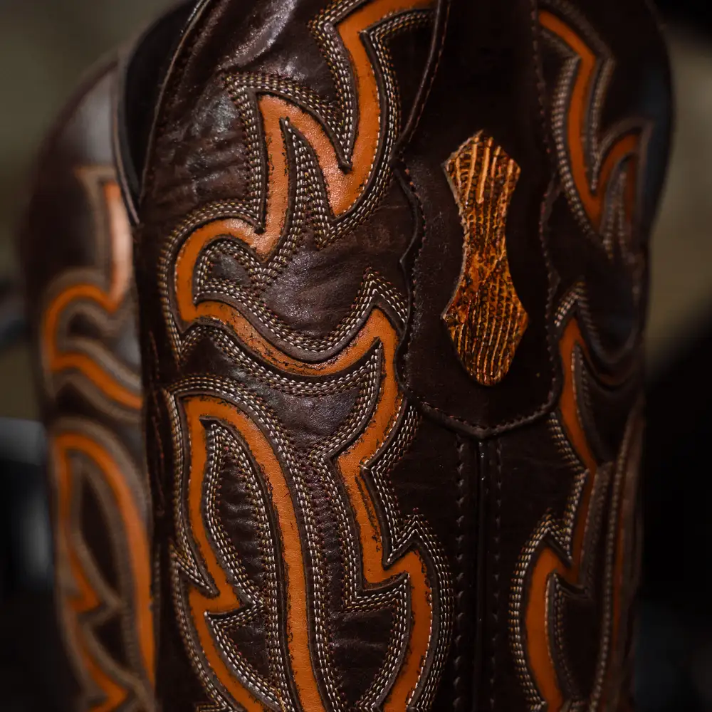 Honey Lizard Leather Boots - Square Toe