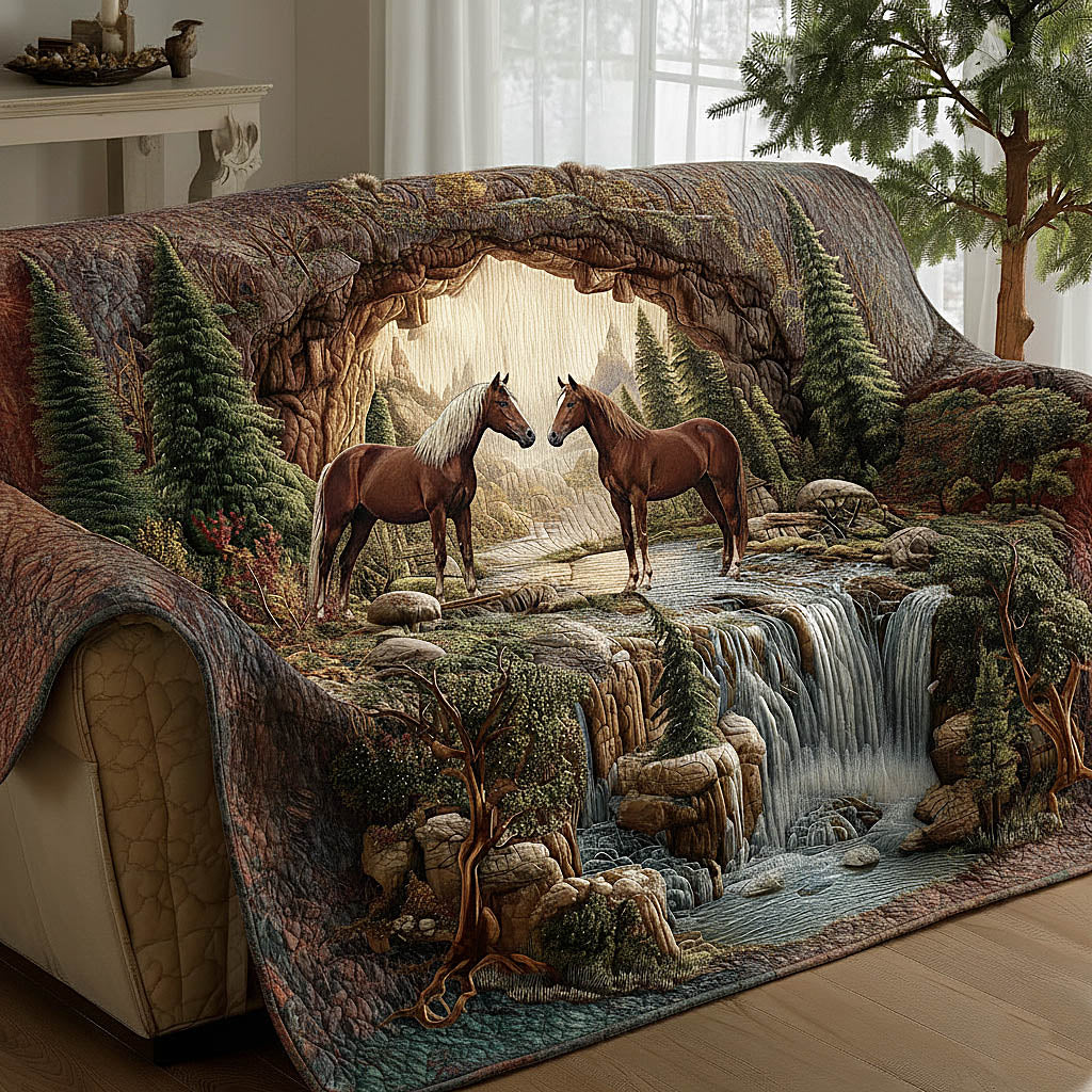 Horse Couple Quilted Sofa Cover GFTOMA8421