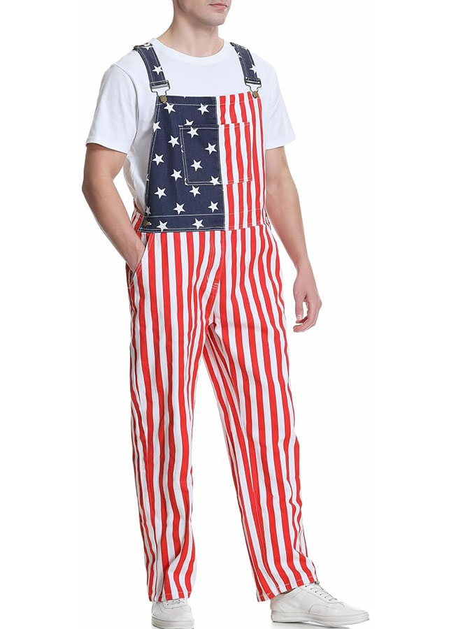 Unisex Retro American Flag Independence Day 250Th Anniversary Edition Classic Print Adjustable Shoulder Strap Strap Pants