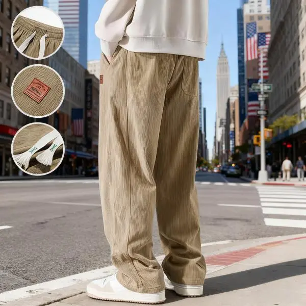 Men's Corduroy Straight-Leg Sweatpants