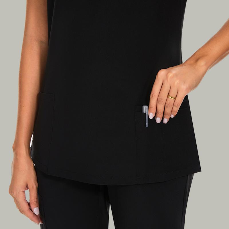 Women’s Stretch V-Neck Scrub Set (Top + Jogger Pants) – 8 Pocket Utility Uniform